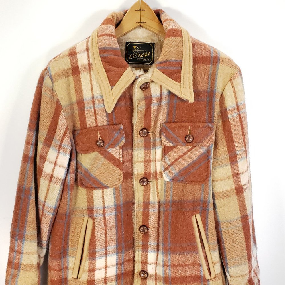 Vtg Westwind Sportswear Jacket Men's S/M? Multicolor Plaid Button Front Grunge